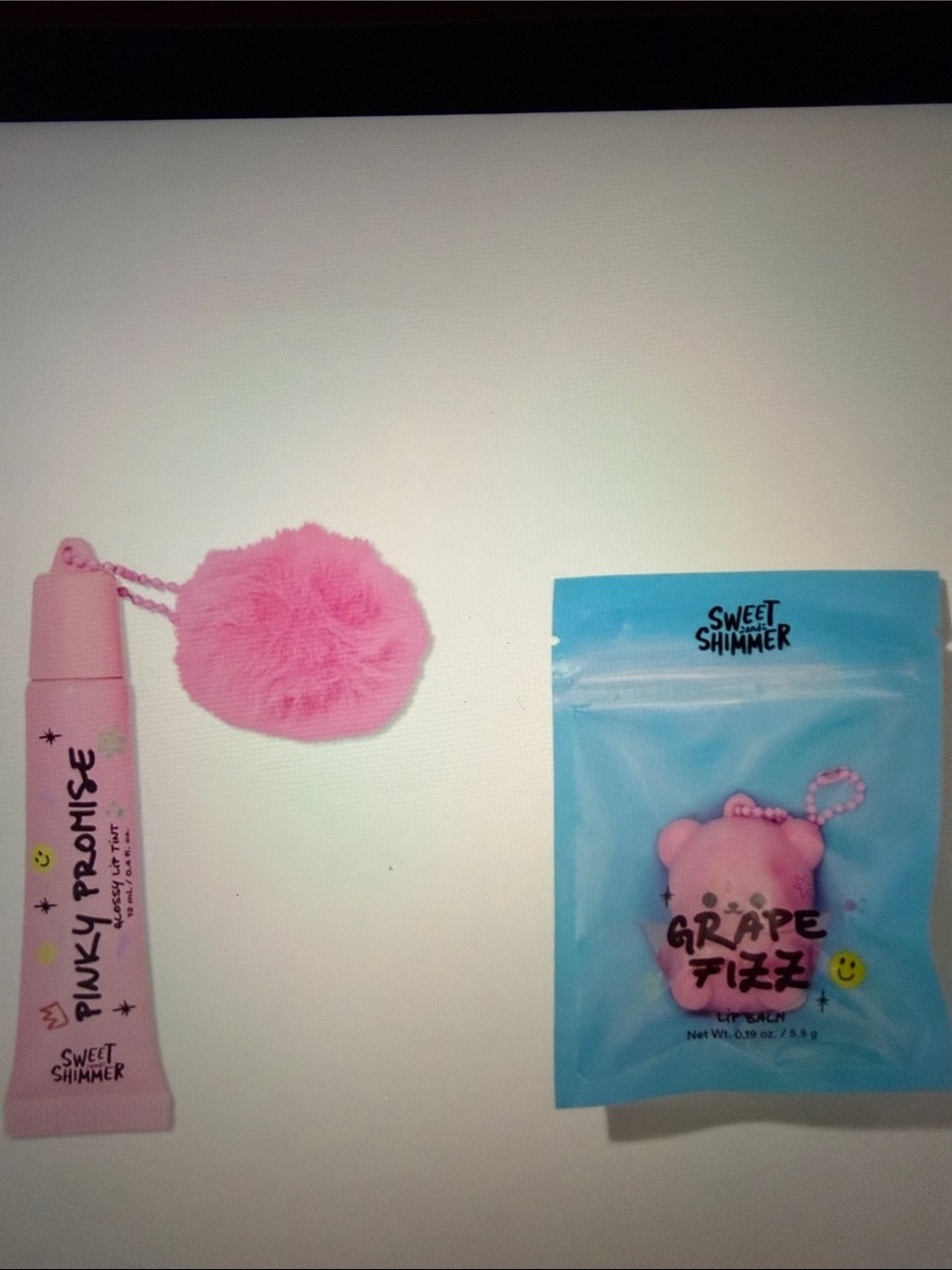 2 pc. Sweet Shimmer Pinky Promise Lip Gloss & Pink Bear Charm Set